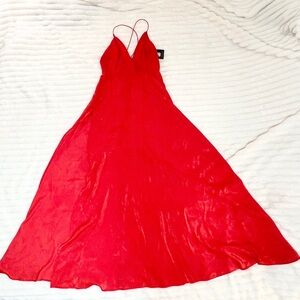 PrettyLittleThing Vibrant Red Backless Dress